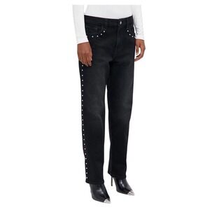 New Gap Jeans 90s Straight High Rise Studded‎ Grunge Festival Women 10 Black